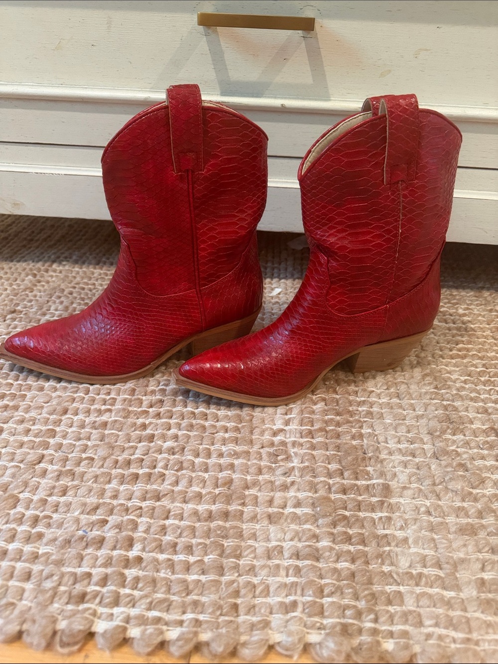 Red Western-Style Women's Ankle Booties